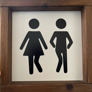 Rustic Brown and Black Bathroom Sign
